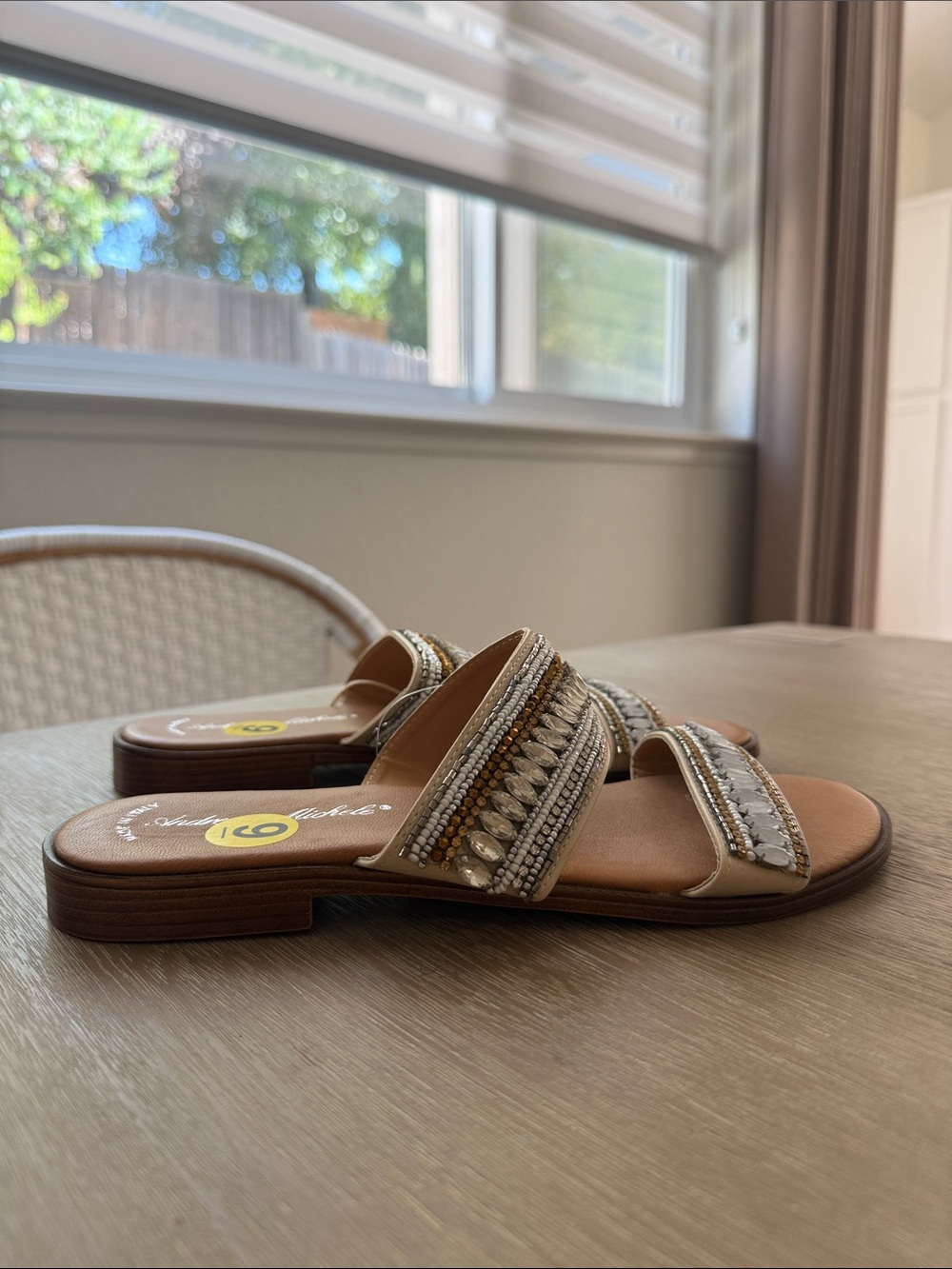 NWT Beaded Double Strap Sandals | W9 - Picture 3 of 5
